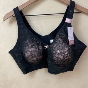 New Cacique Unlined No Wire Bra Full Coverage Cotton Blend Adjustable Strap